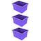 Storex Storage Bin, Polypropylene, Purple, 3 PK 61481U06C - alternate 1